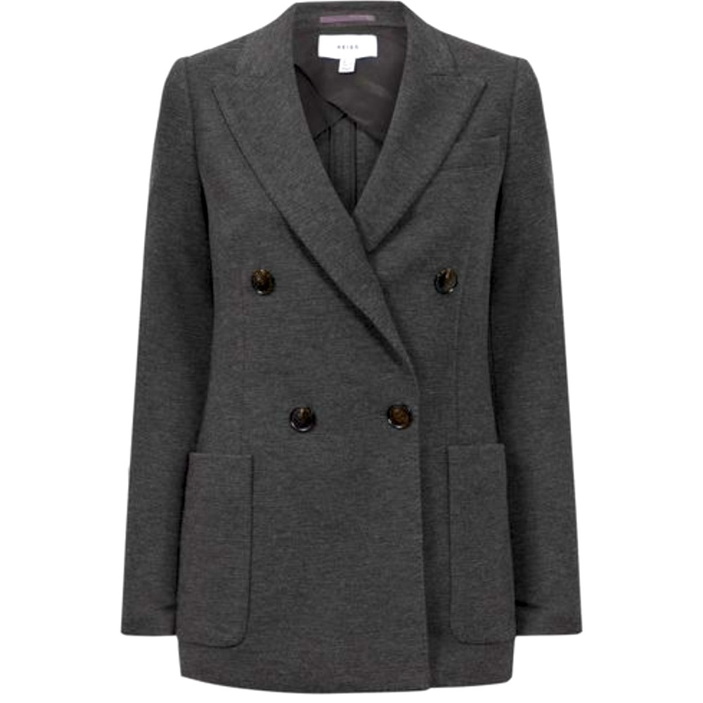 Riess Iria Wool Blend Melange Double-Breasted Blazer, size 12